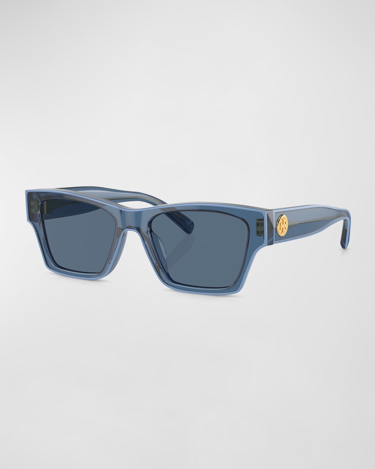 Tory Burch Outlined Rectangle Sunglasses In Dark Blue
