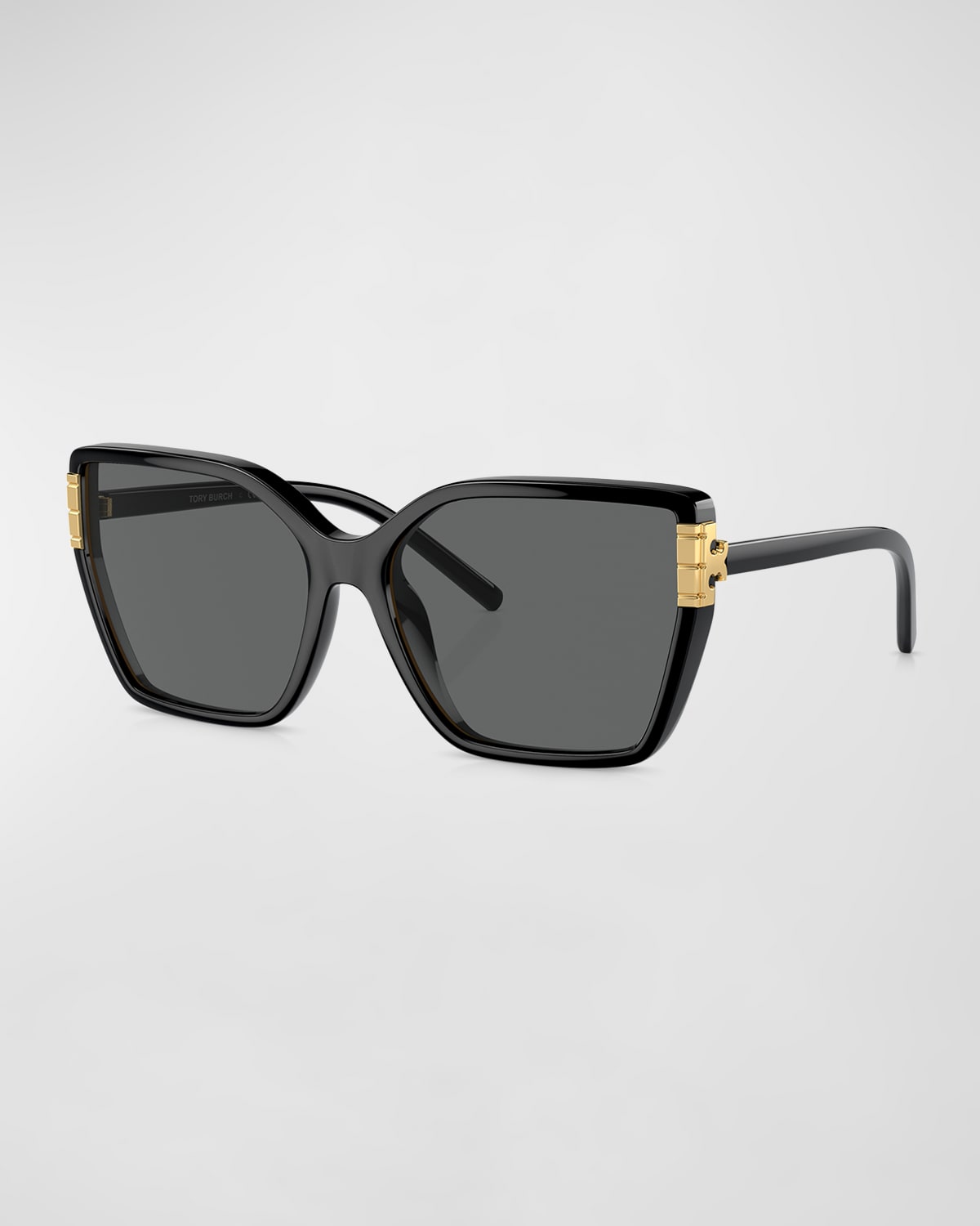 Tory Burch Flat Eleanor Plastic Square Sunglasses In Black