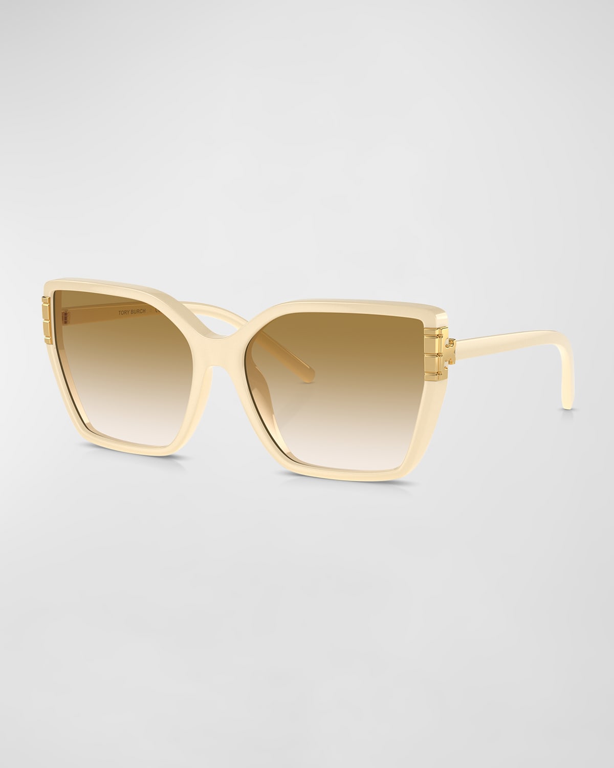 Tory Burch Flat Eleanor Gradient Plastic Square Sunglasses In Milky Ivory