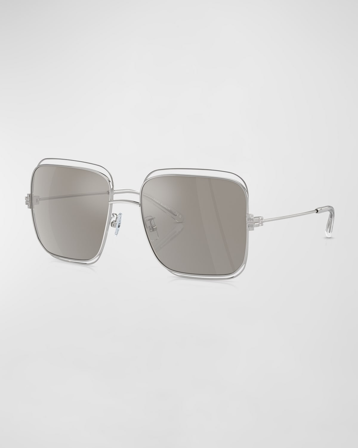 Tory Burch Eleanor Oversized Metal Square Sunglasses In Silver