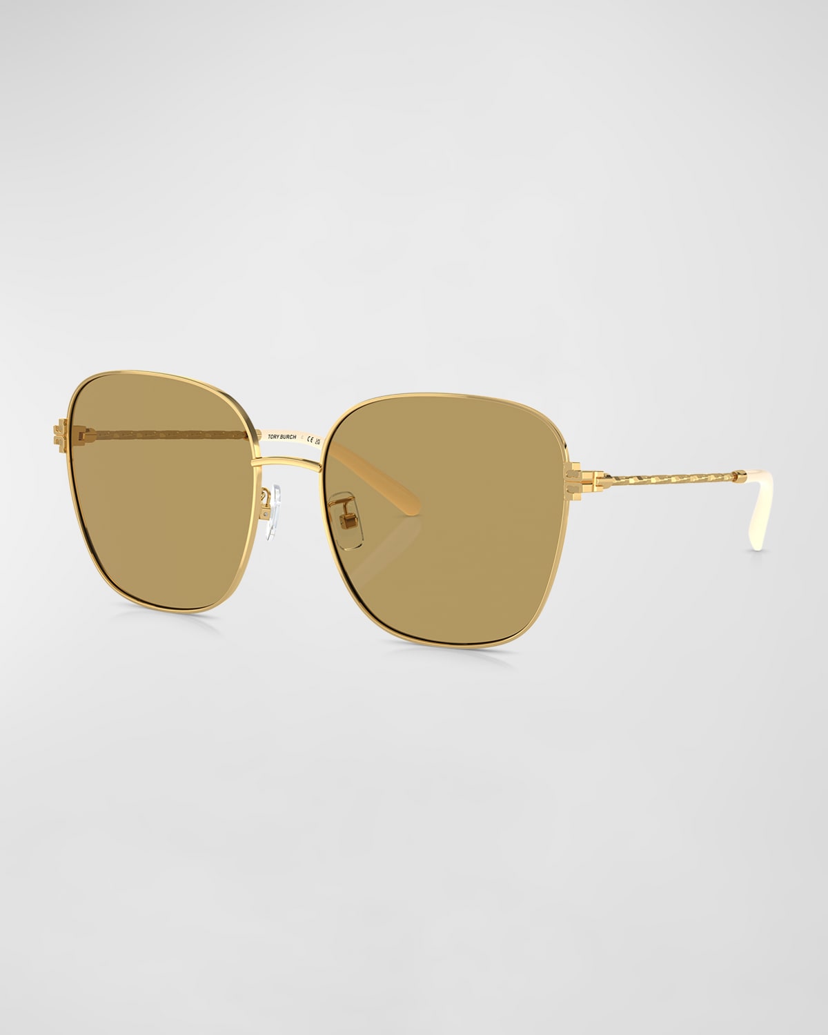 Tory Burch Twisted Metal Square Sunglasses In Gold