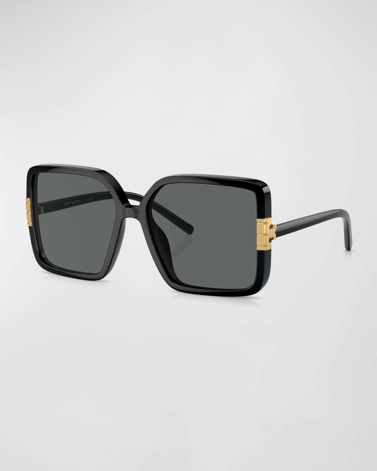 Tory Burch T-hinged Plastic Square Sunglasses In Black