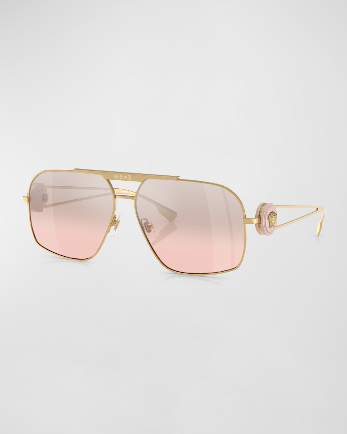 Shop Versace Medusa Medallion Gradient Aviator Sunglasses In Gold