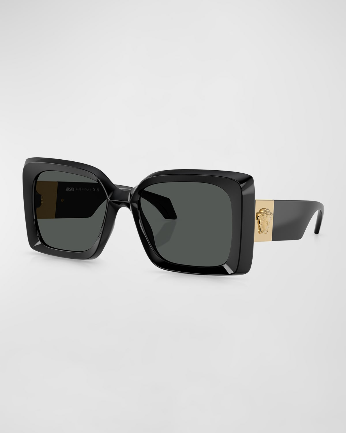 Shop Versace Medusa Plaque Oversized Square Sunglasses In Black