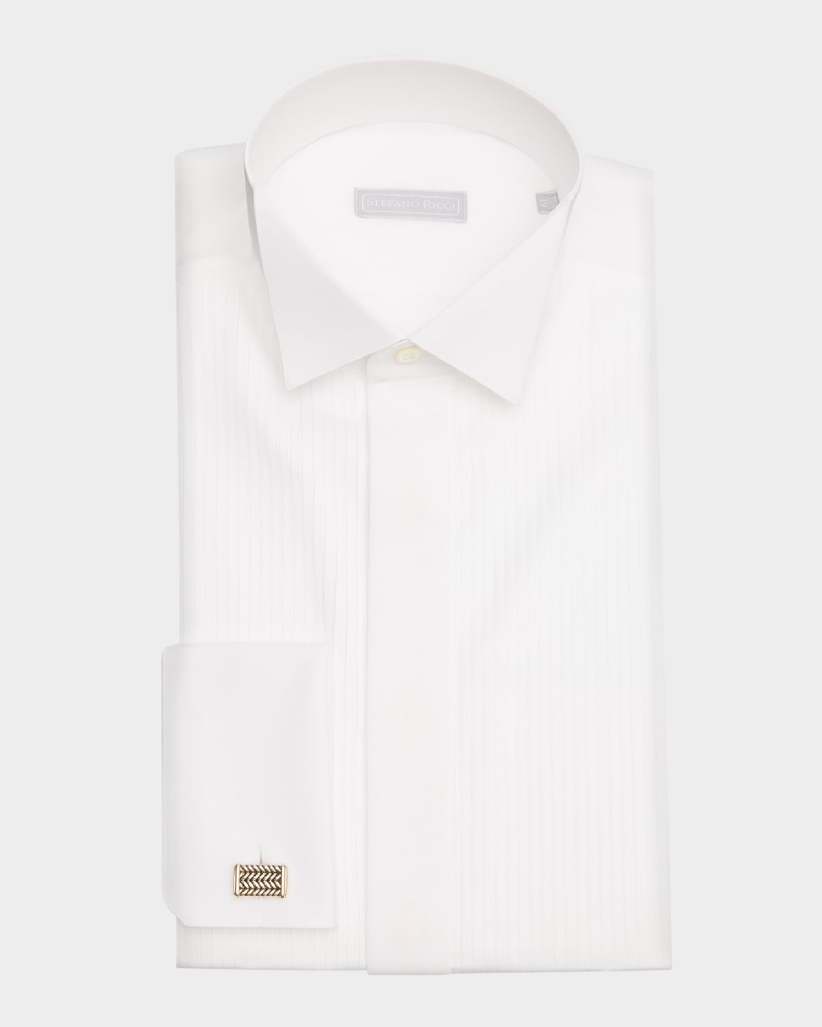 Men's French-Cuff Pleated Bib Dress Shirt