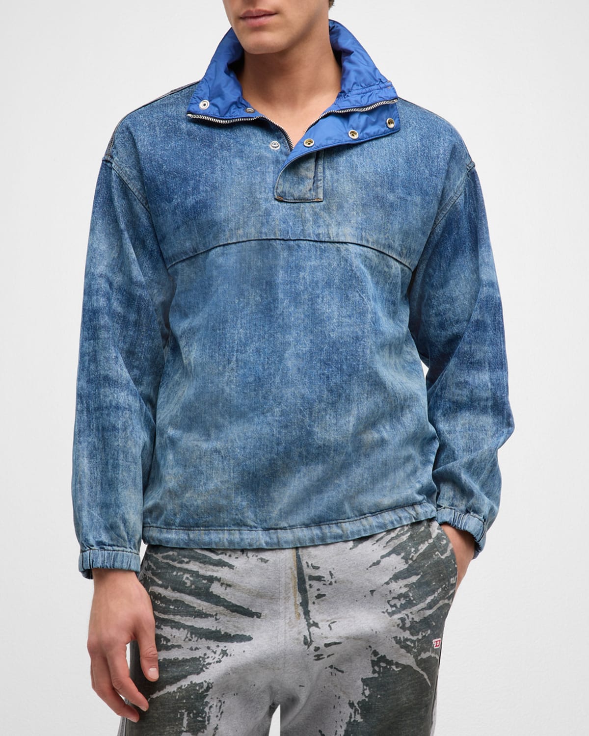 Diesel Men's Half-zip Soft Denim Sweatshirt