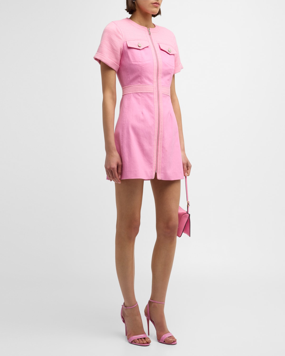 Shop Cinq À Sept Layla Denim Mini Dress In Flamingo