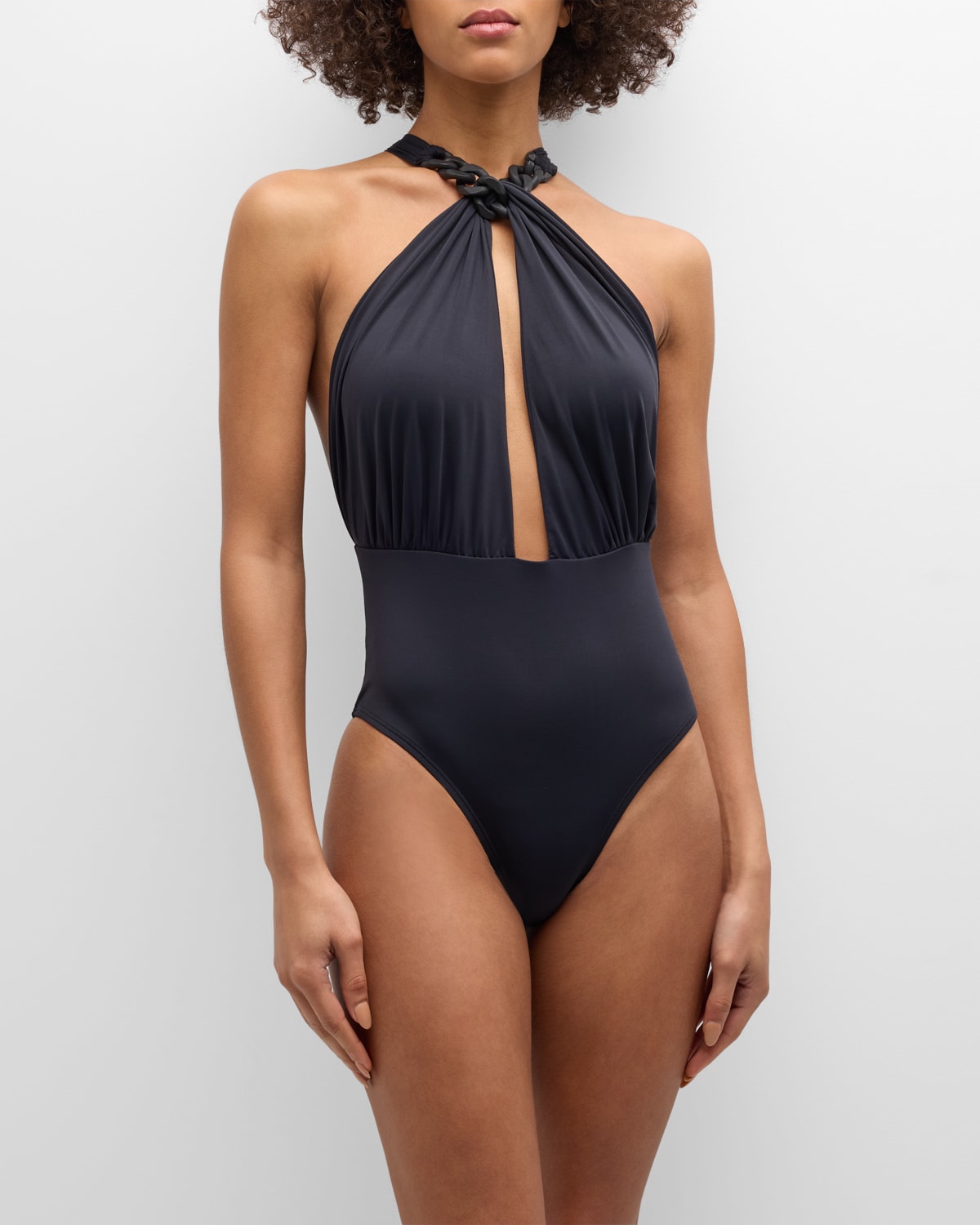 Shop Lenny Niemeyer Bio Loop Chain One-piece Swimsuit In Black