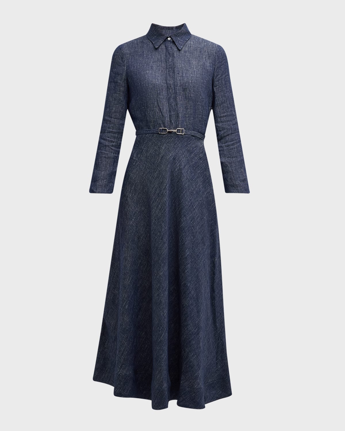 Shop Gabriela Hearst Marley Belted Denim Maxi Shirtdress