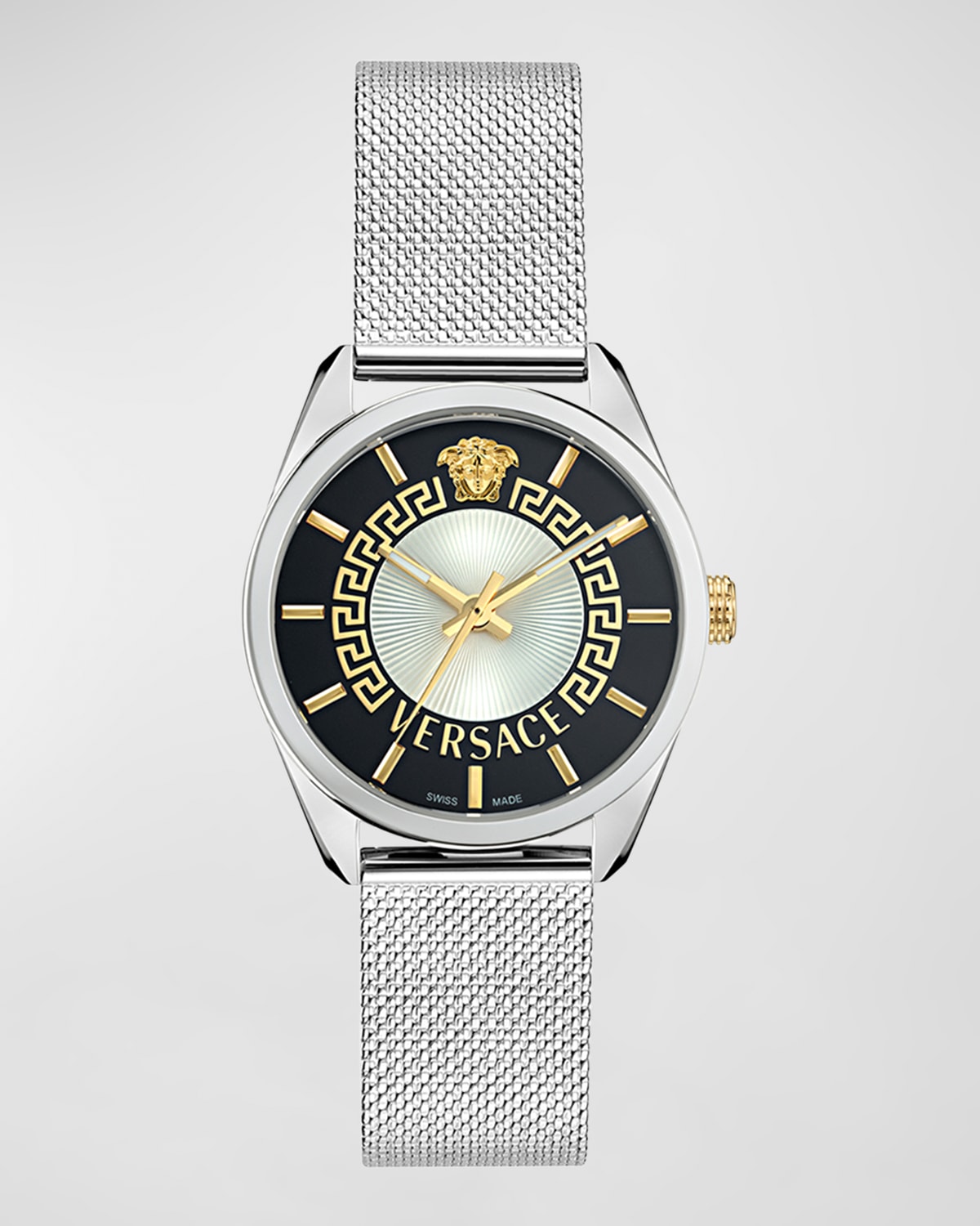 Shop Versace 36mm V-circle Watch With Bracelet Strap, Silver