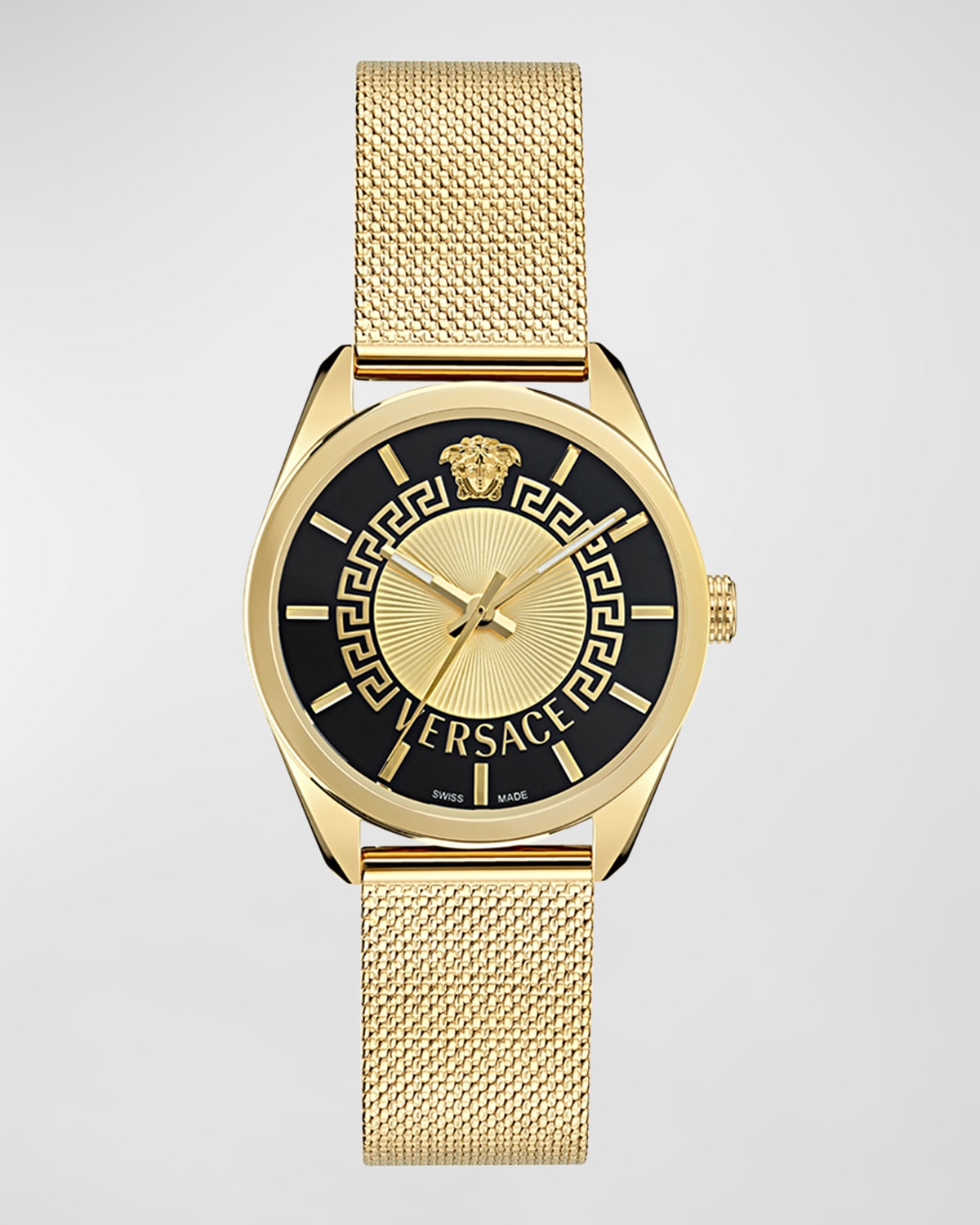 Shop Versace 36mm V-circle Watch With Bracelet Strap, Yellow Gold