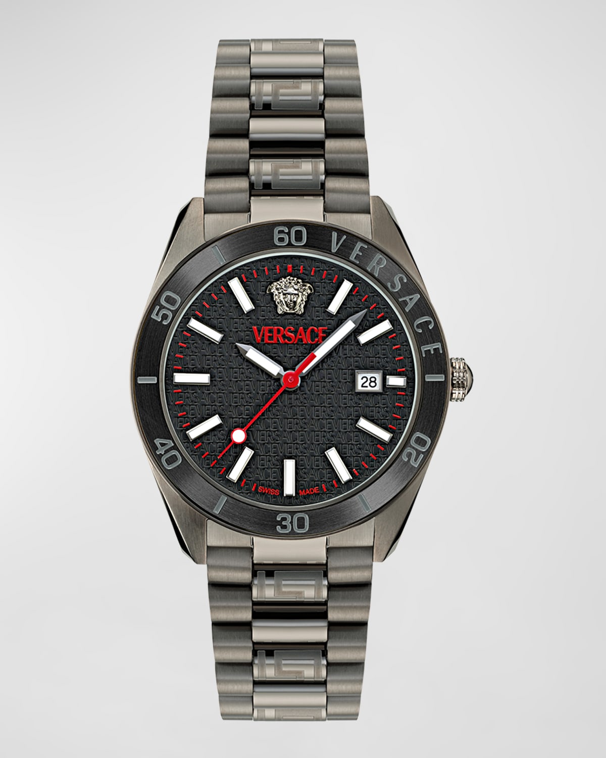 Shop Versace Men's V-dome Ip Black Bracelet Watch, 42mm