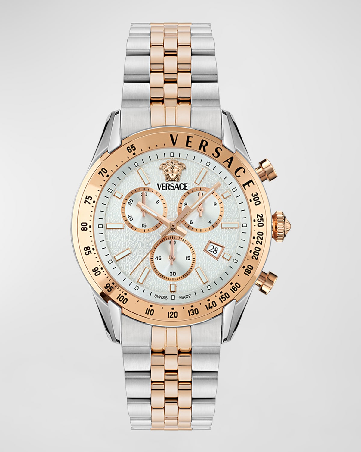 Shop Versace Men's Chrono Master Two-tone Bracelet Watch, 44mm In Two Tone