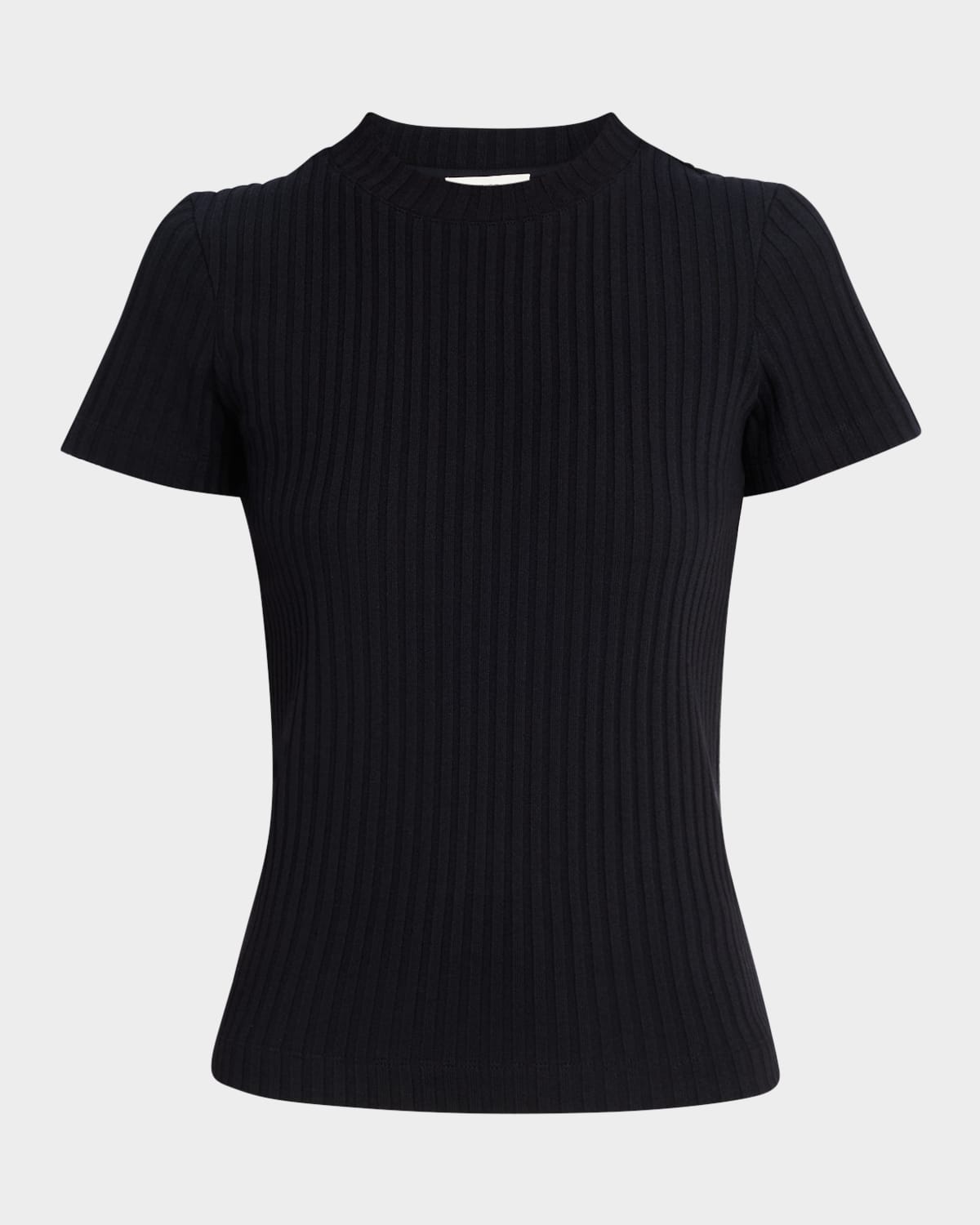 Vince Ribbed Short-sleeve Crewneck Top In Coastal Blue
