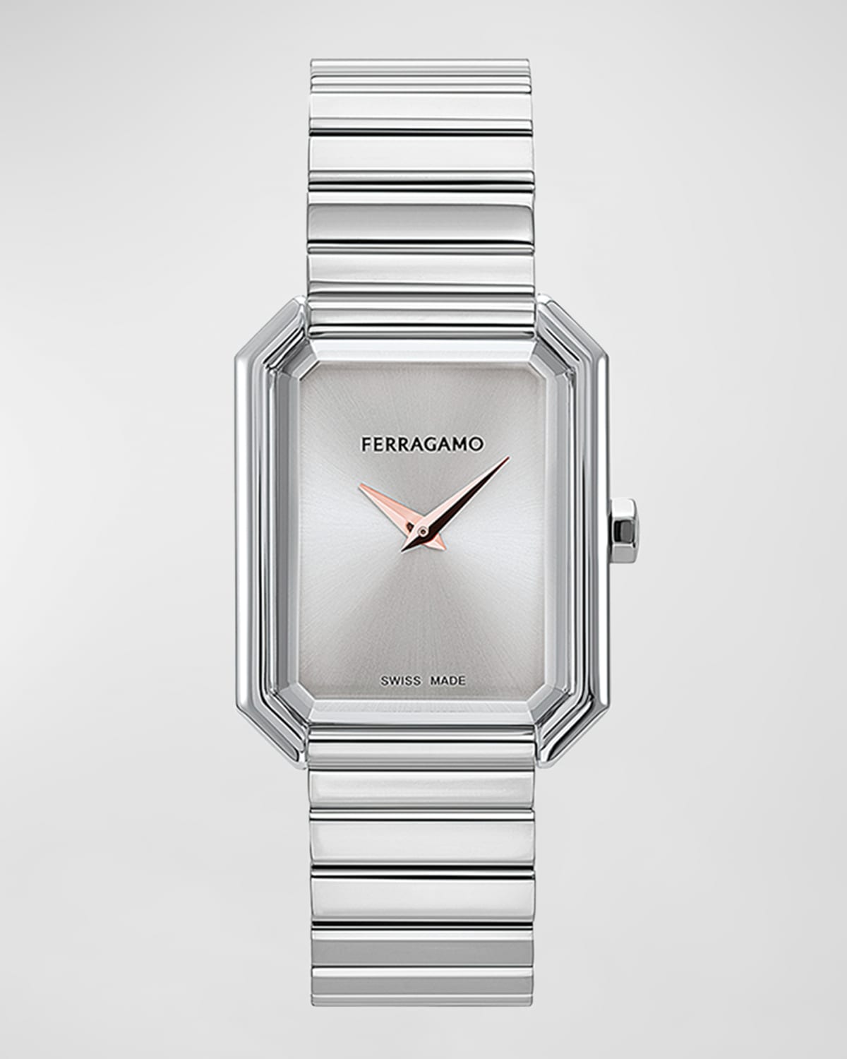 Shop Ferragamo 26.5x33.5mm  Crystal Watch With Silver Dial, Stainless Steel