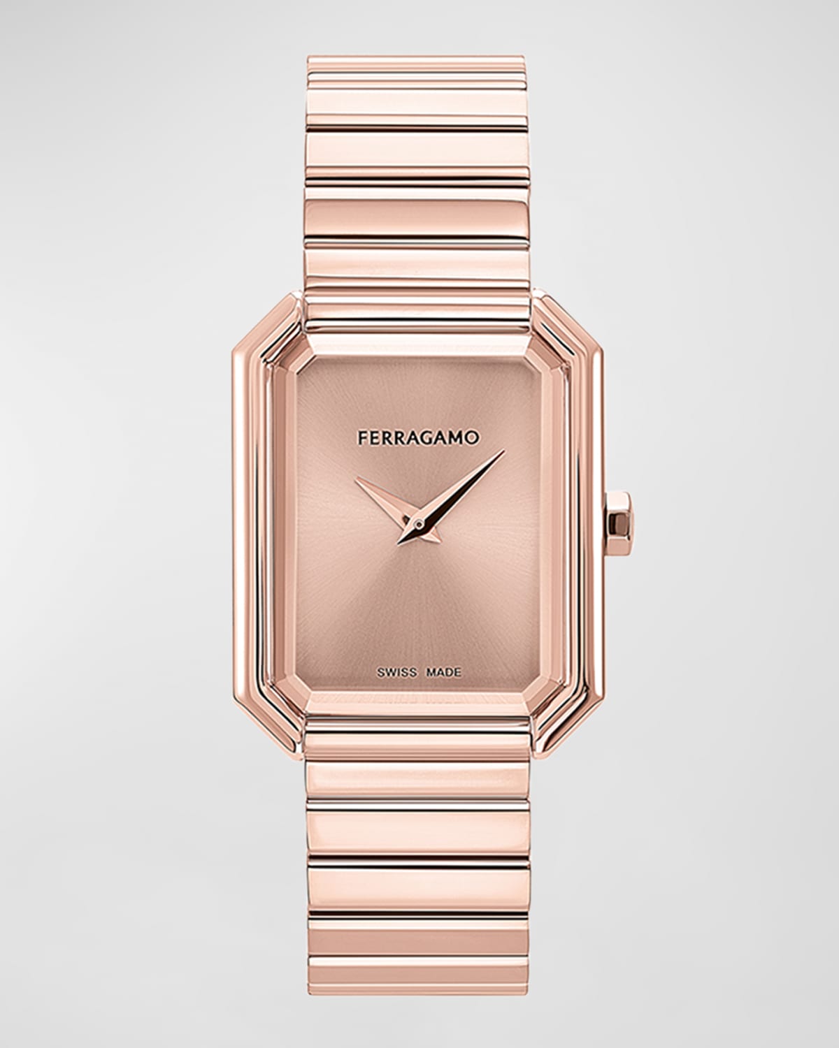 26.5x33.5mm Ferragamo Crystal Watch with Rose Gold Dial