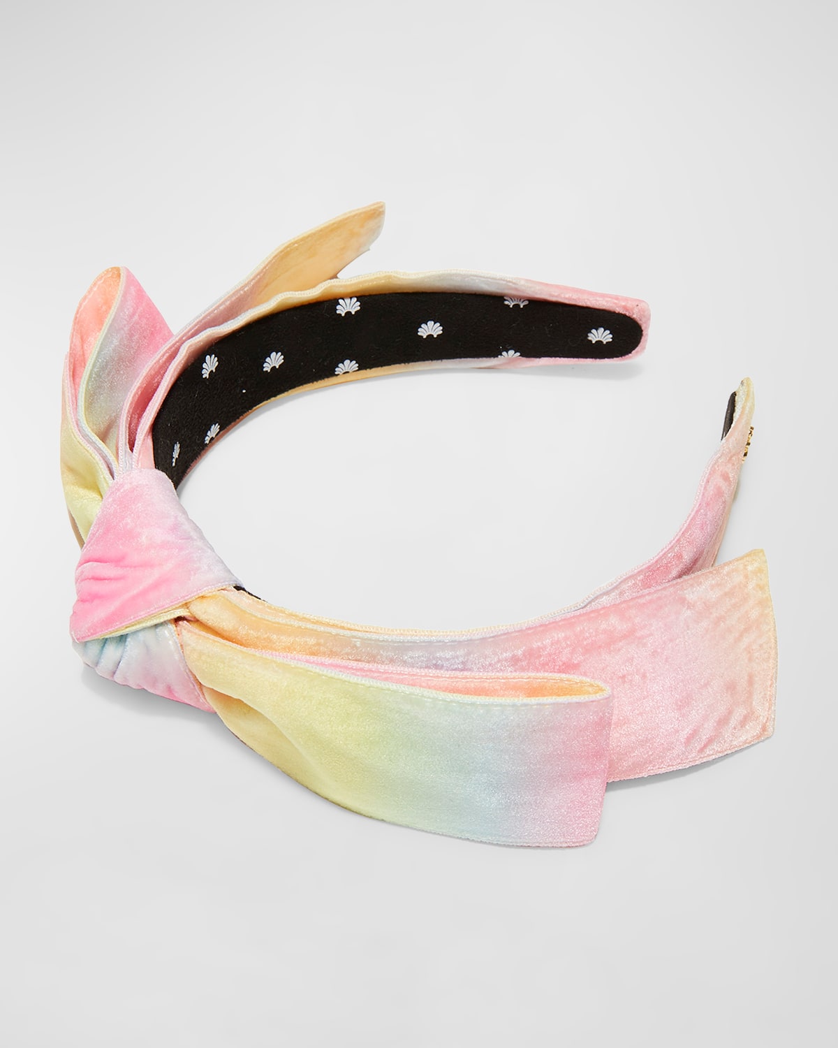 Shop Lele Sadoughi Shirley Velvet Bow Headband In Apricot Ombre 650