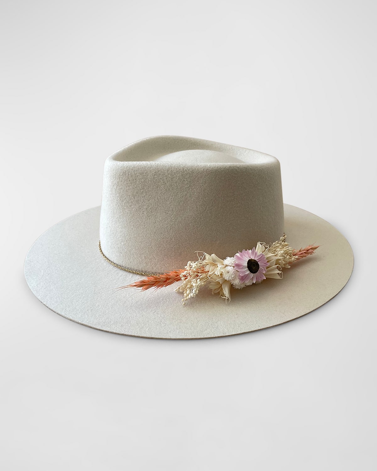 Edith Merino Wool Fedora With Dried Florals