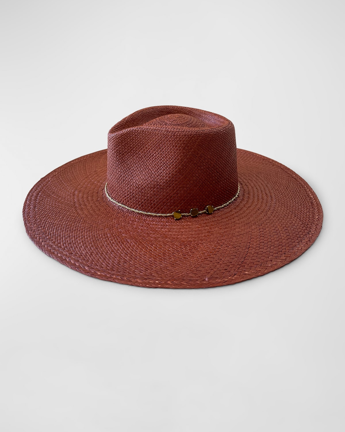 Ella Straw Fedora With Mother of Pearl Chain