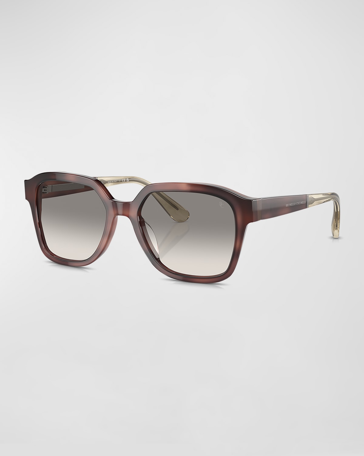 Brunello Cucinelli Modern Acetate Square Sunglasses In Brown