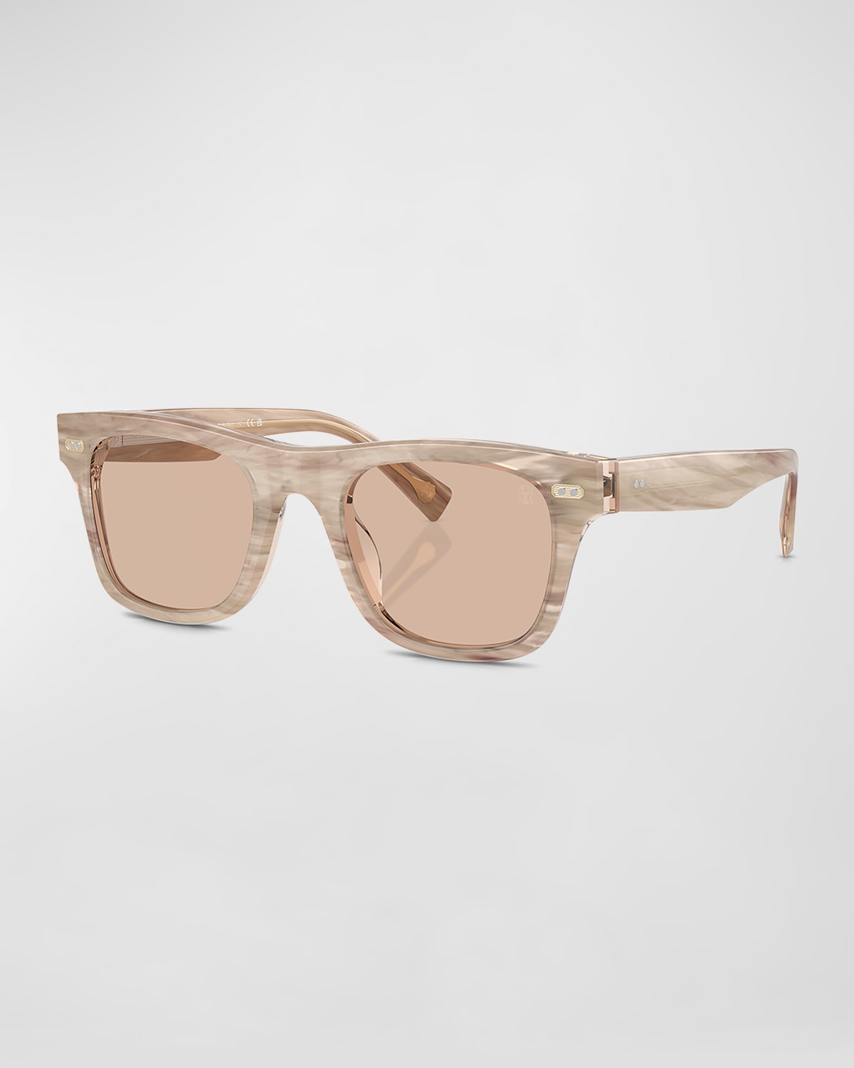 Brunello Cucinelli Engraved Acetate Square Sunglasses In Neutral