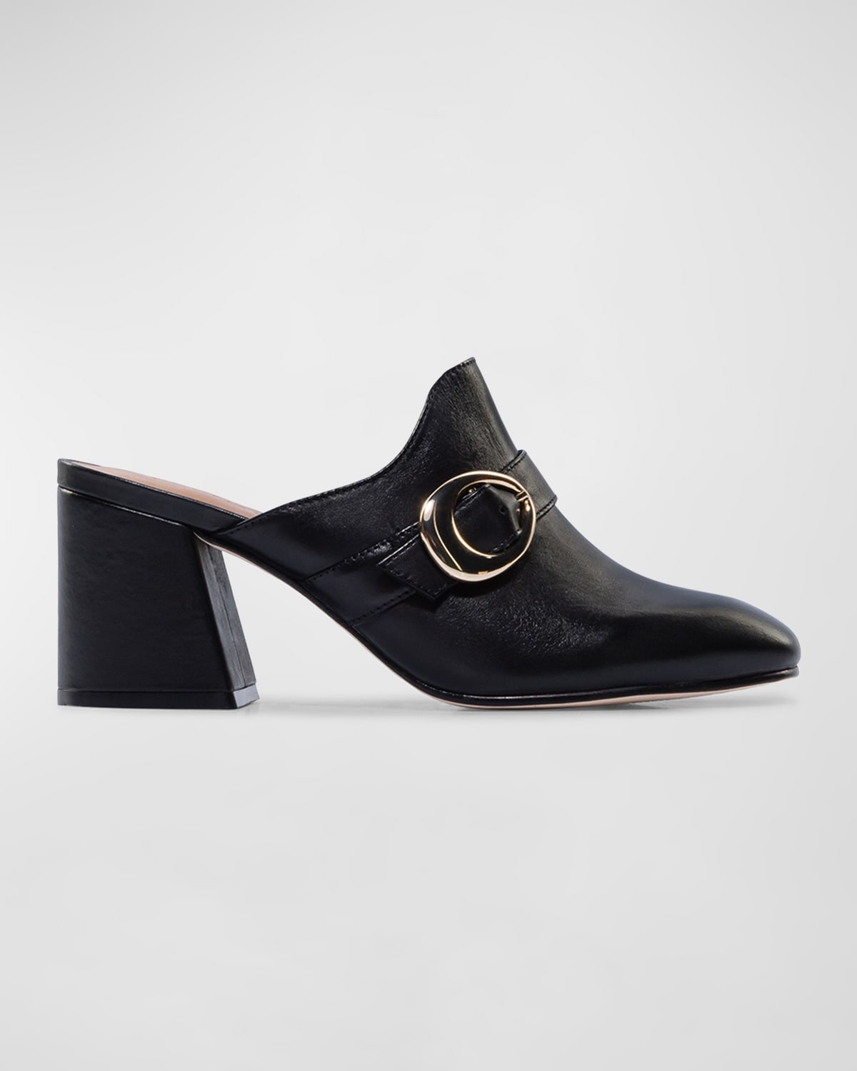 Bernardo Natasia Leather Buckle Heeled Mules In Black