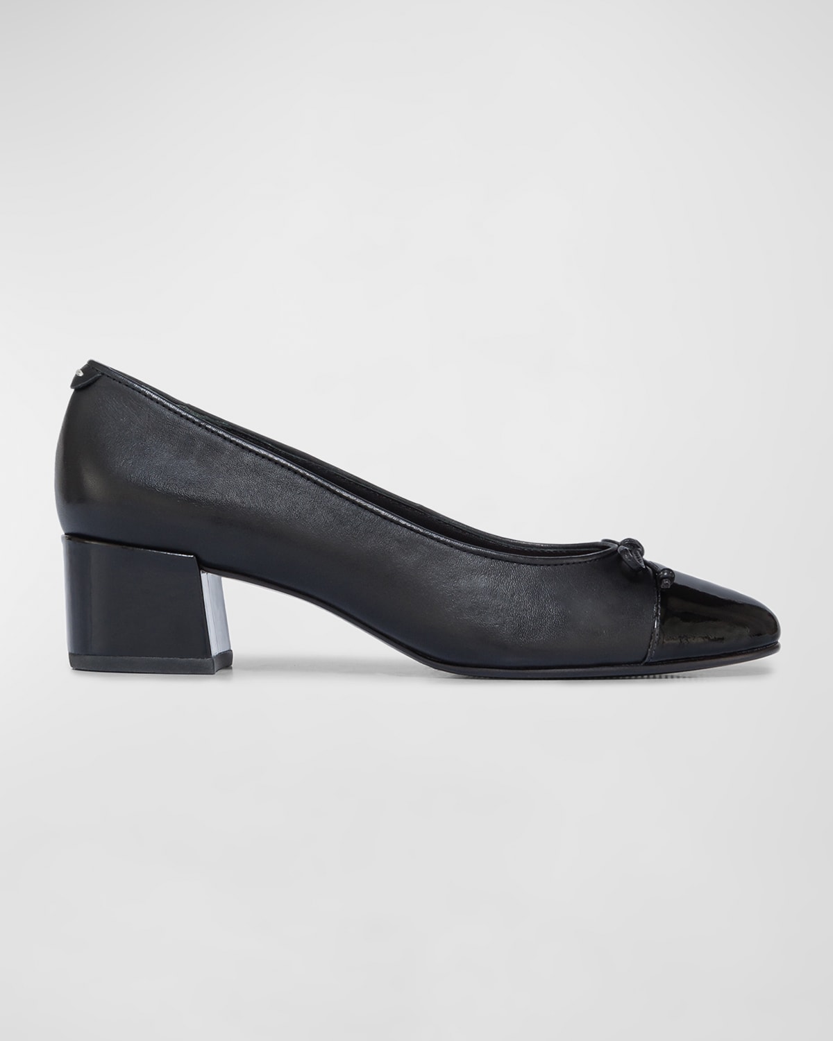 Bernardo Marisol Mixed Leather Cap-toe Ballerina Pumps In Black