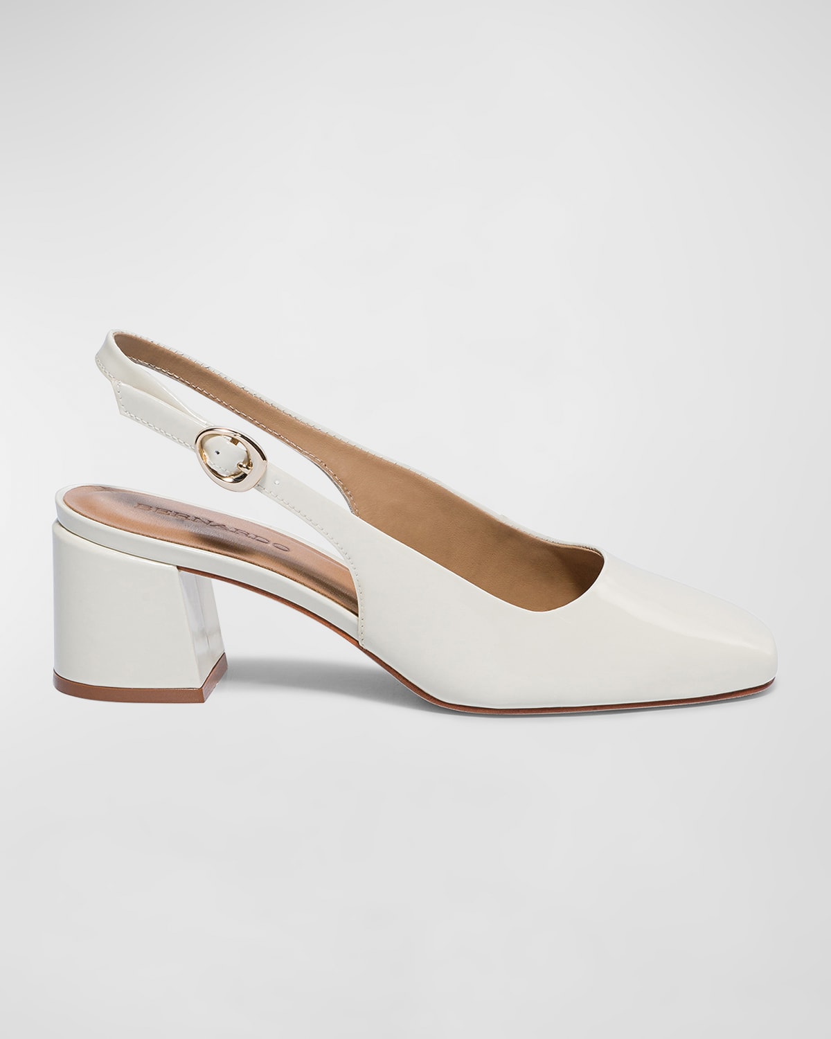 Shop Bernardo Alexia Patent Slingback Pumps In Eggshell Soft Patent Leather