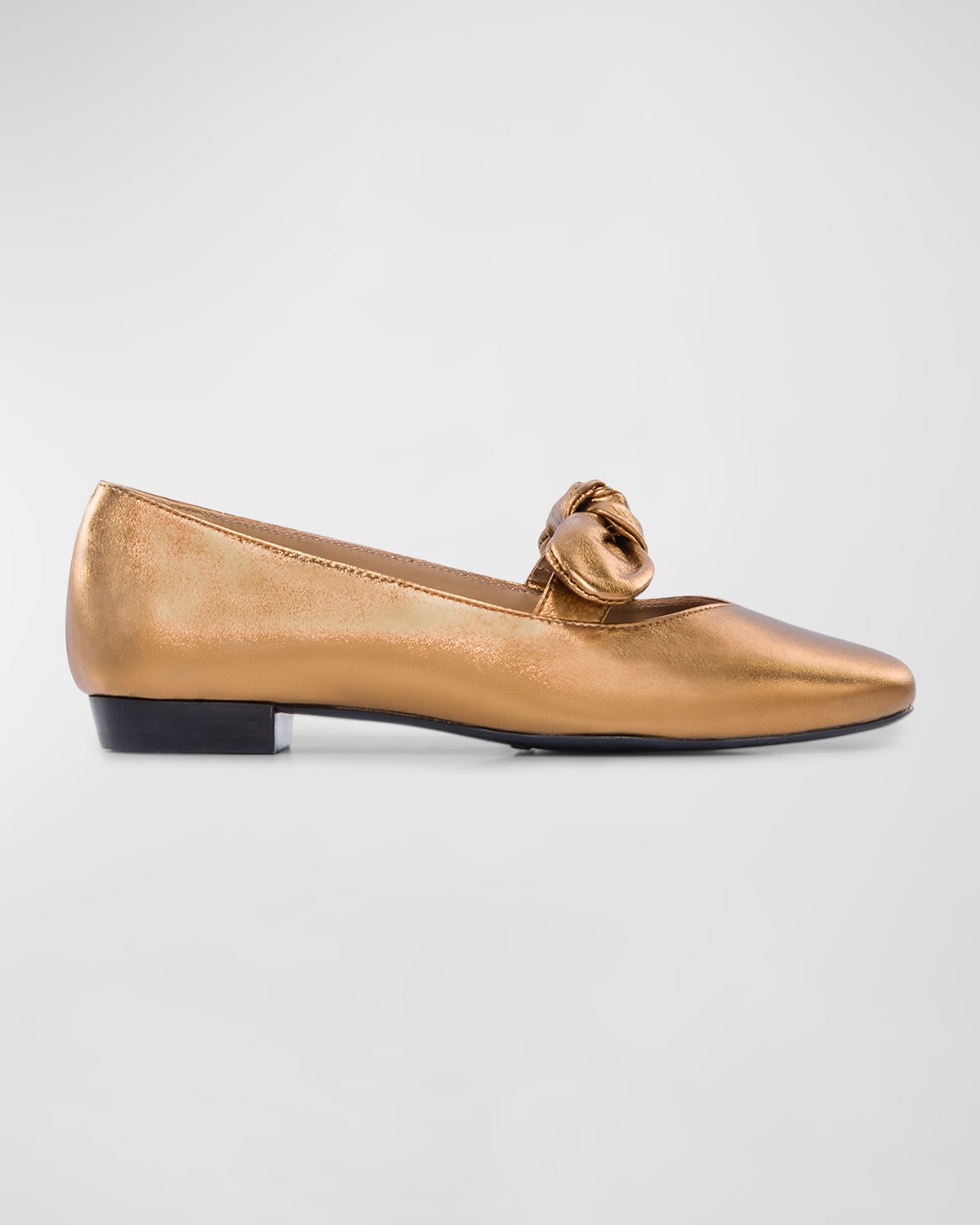 Shop Bernardo Emersyn Metallic Bow Ballerina Flats In Bronze Glove Leather