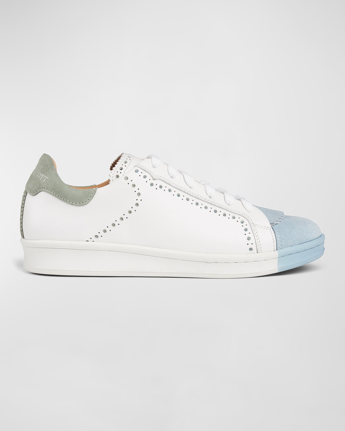 The Office Of Angela Scott The Elliot Mixed Leather Low-top Sneakers In Sweet Mint