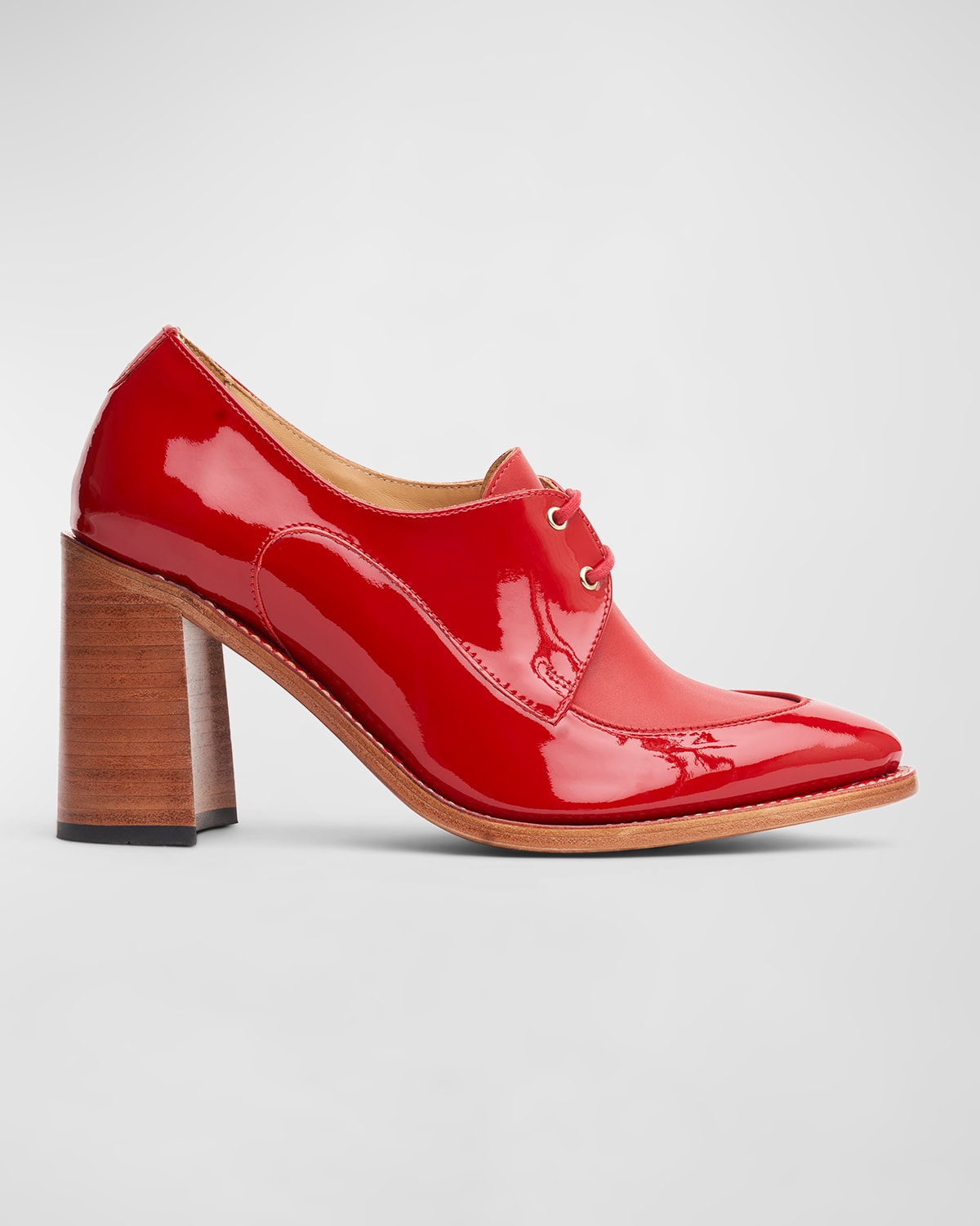 Shop The Office Of Angela Scott Miss Cleo Patent Heeled Loafers In Chili Pepper