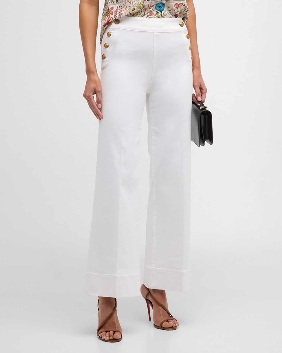 Shop Alice And Olivia Narin High-rise Wide-leg Jeans In Off White