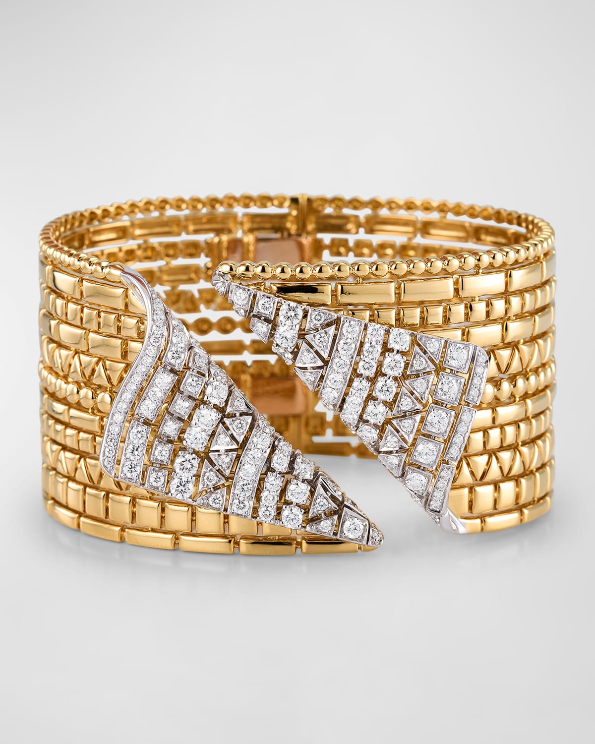 18K Yellow and White Gold Reflexion Cuff Bracelet with Diamonds