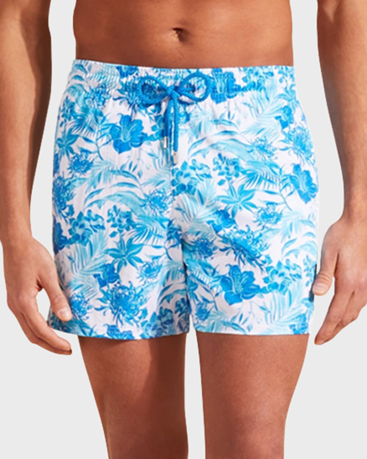 Shop Vilebrequin Men's Tahiti Flower-print Swim Shorts In White