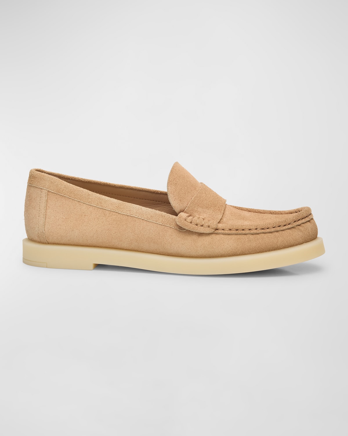 Shop Stuart Weitzman Blake Luxe Suede Slip-on Loafers In New Camel Cream
