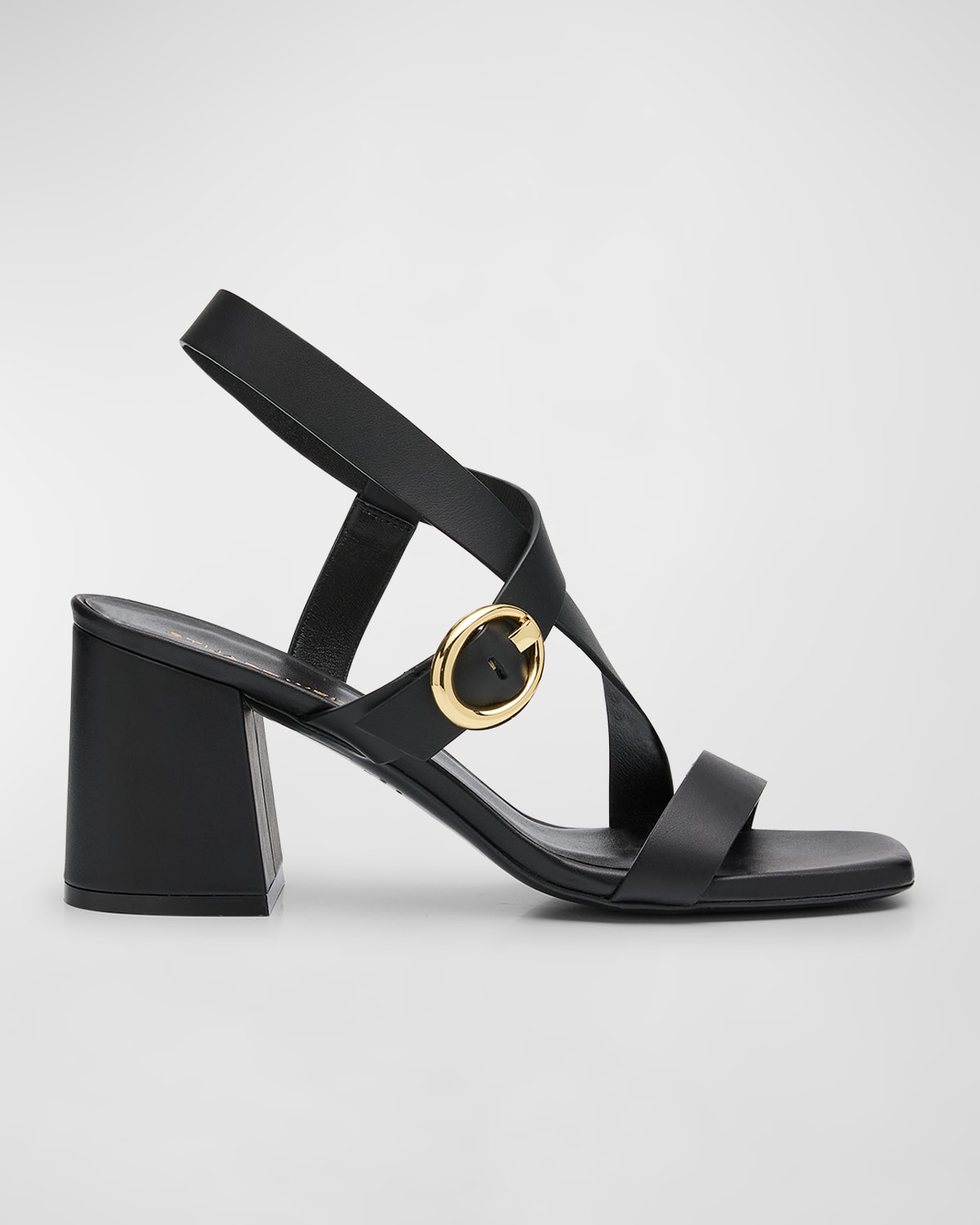 Stuart Weitzman Benni Block-heel Leather Sandals In Black