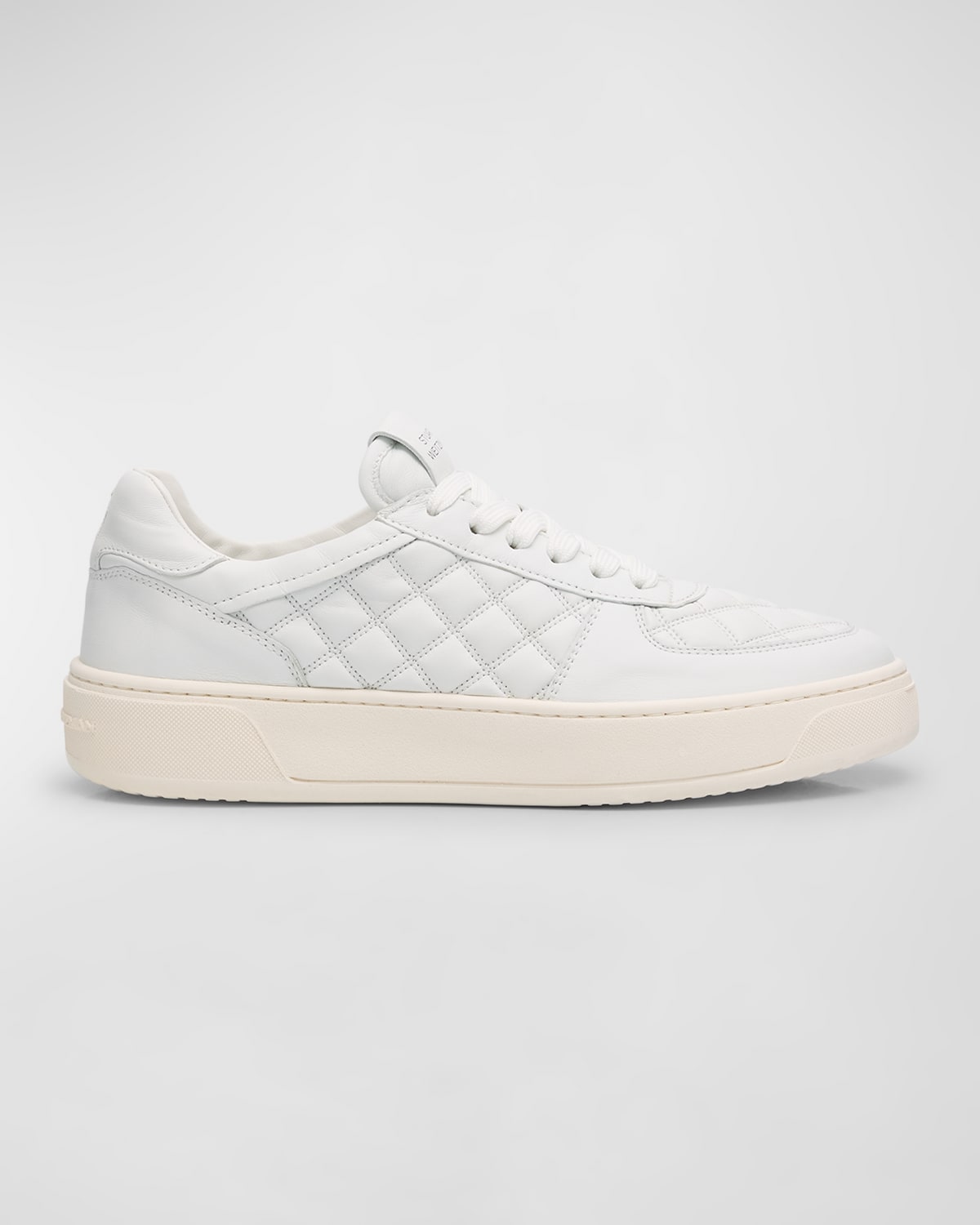 Shop Stuart Weitzman Courtside Quilted Leather Low-top Sneakers In White