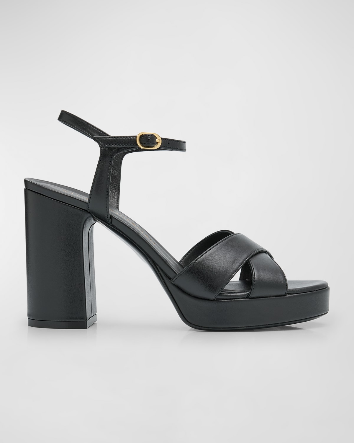Shop Stuart Weitzman Dayna Leather Crisscross Platform Sandals In Black