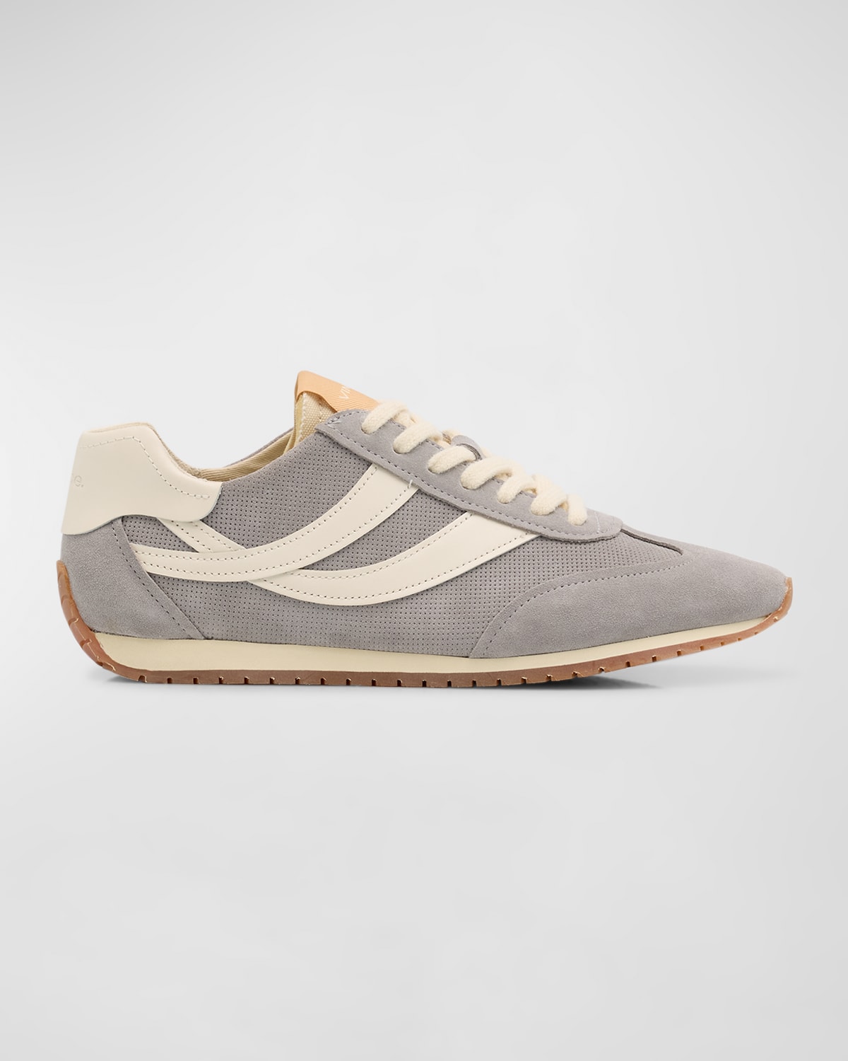 Shop Vince Oasis Mixed Leather Retro Sneakers In Fog Grey Suede