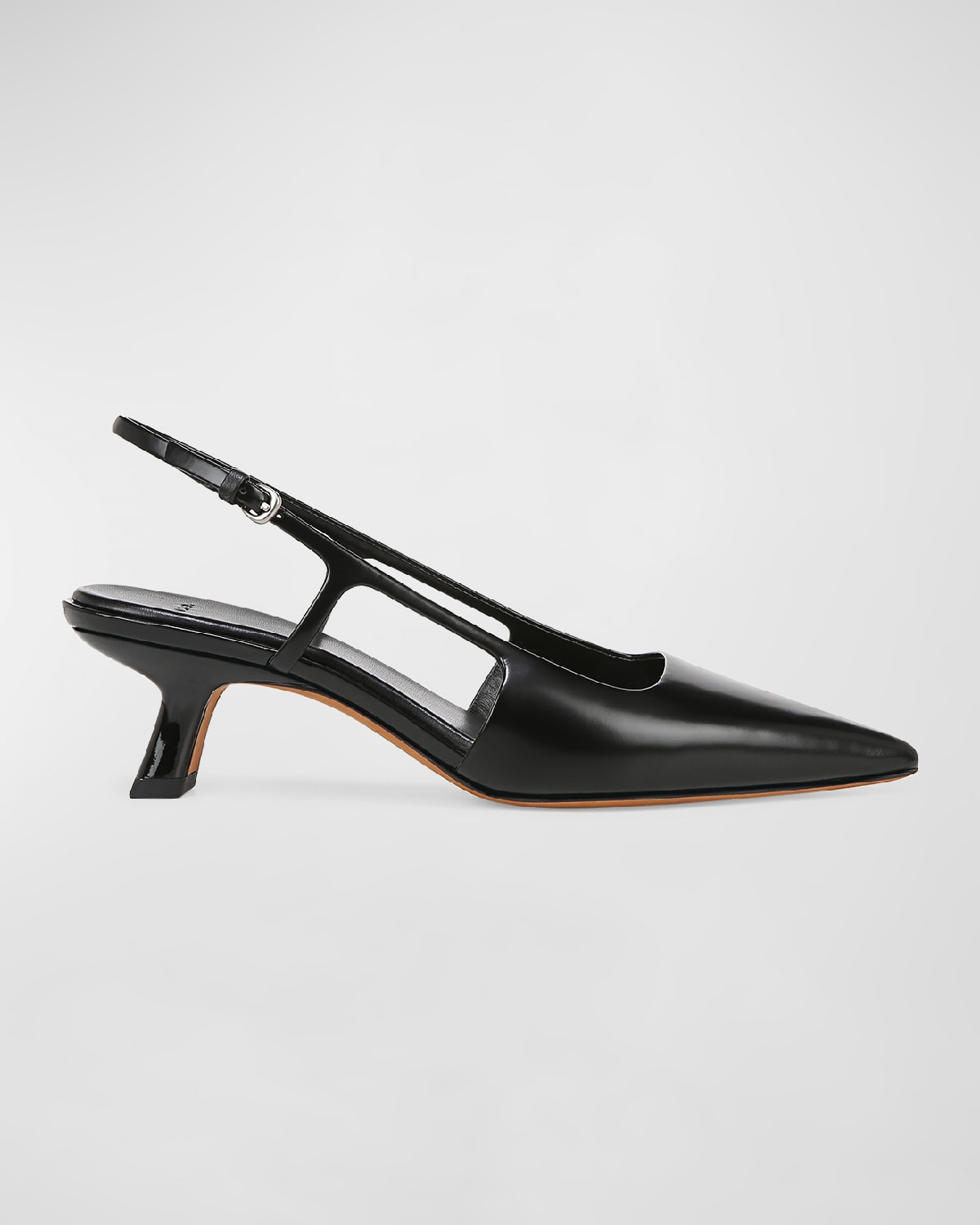 Shop Vince Bianca Leather Kitten Slingback Pumps In Black Leather