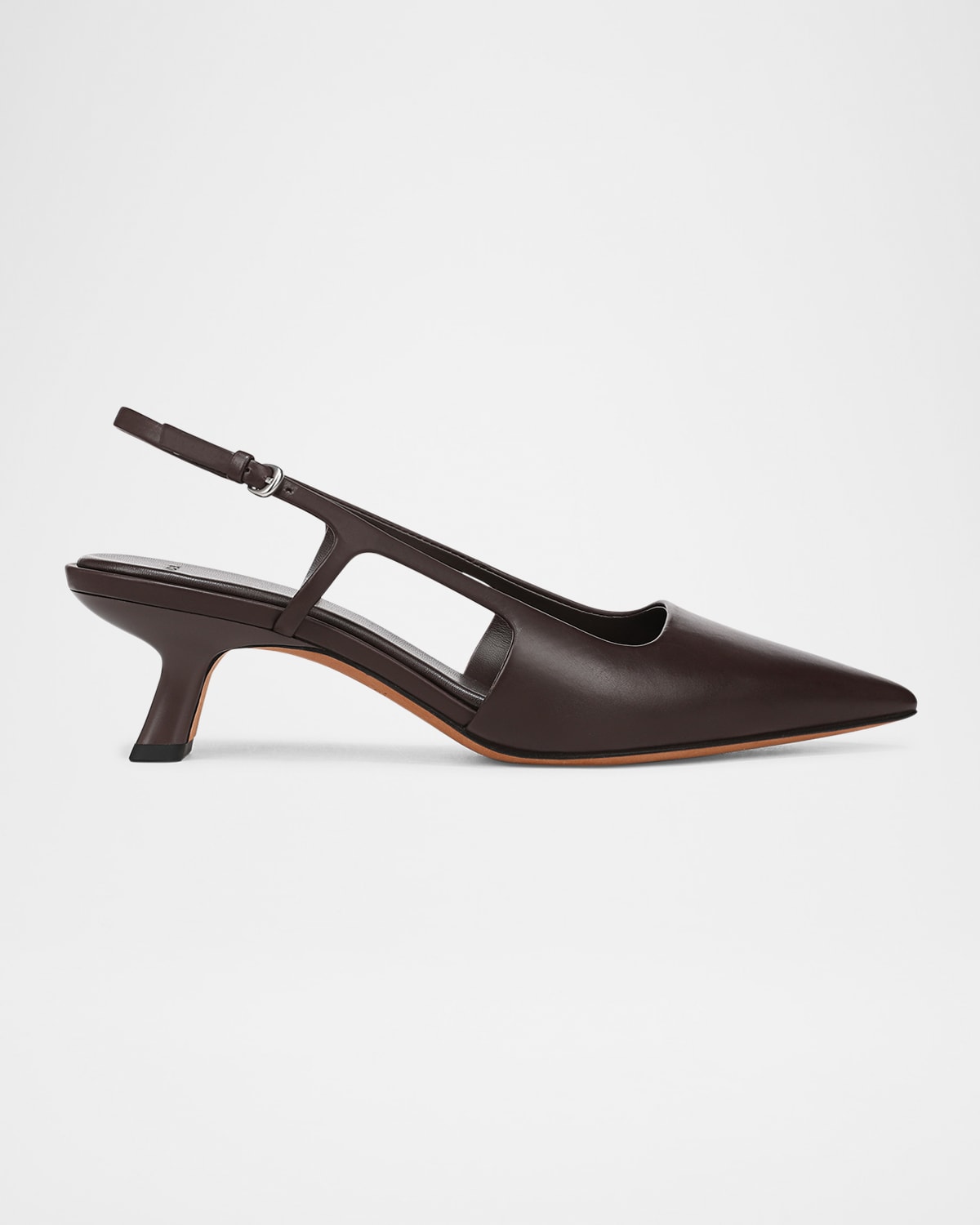 Vince Bianca Leather Kitten Slingback Pumps