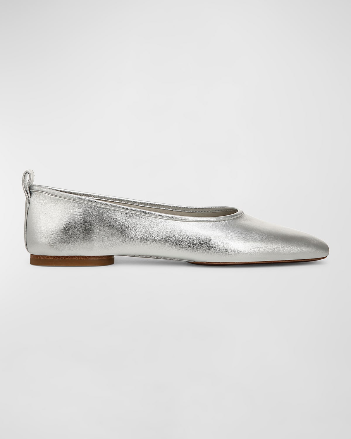 Shop Vince Vivian Metallic Ballerina Flats In Silver Leather