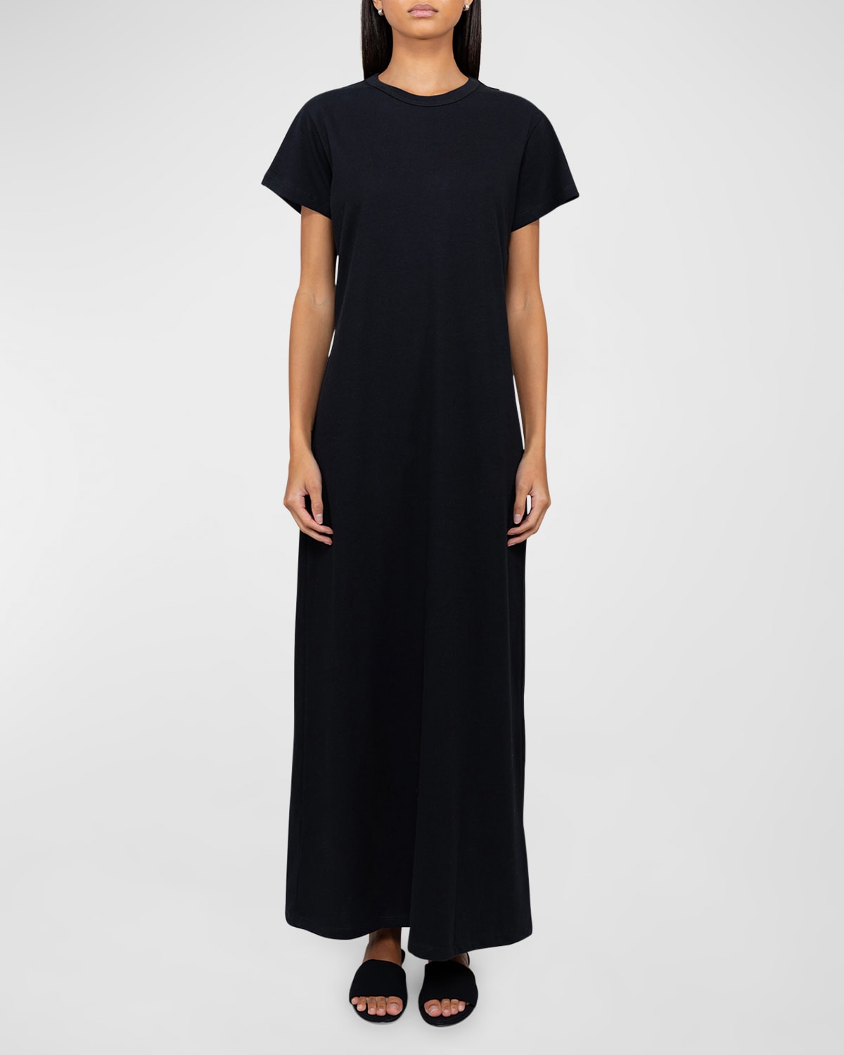 Leset Exclusive Margo Cotton T-shirt Maxi Dress In Black