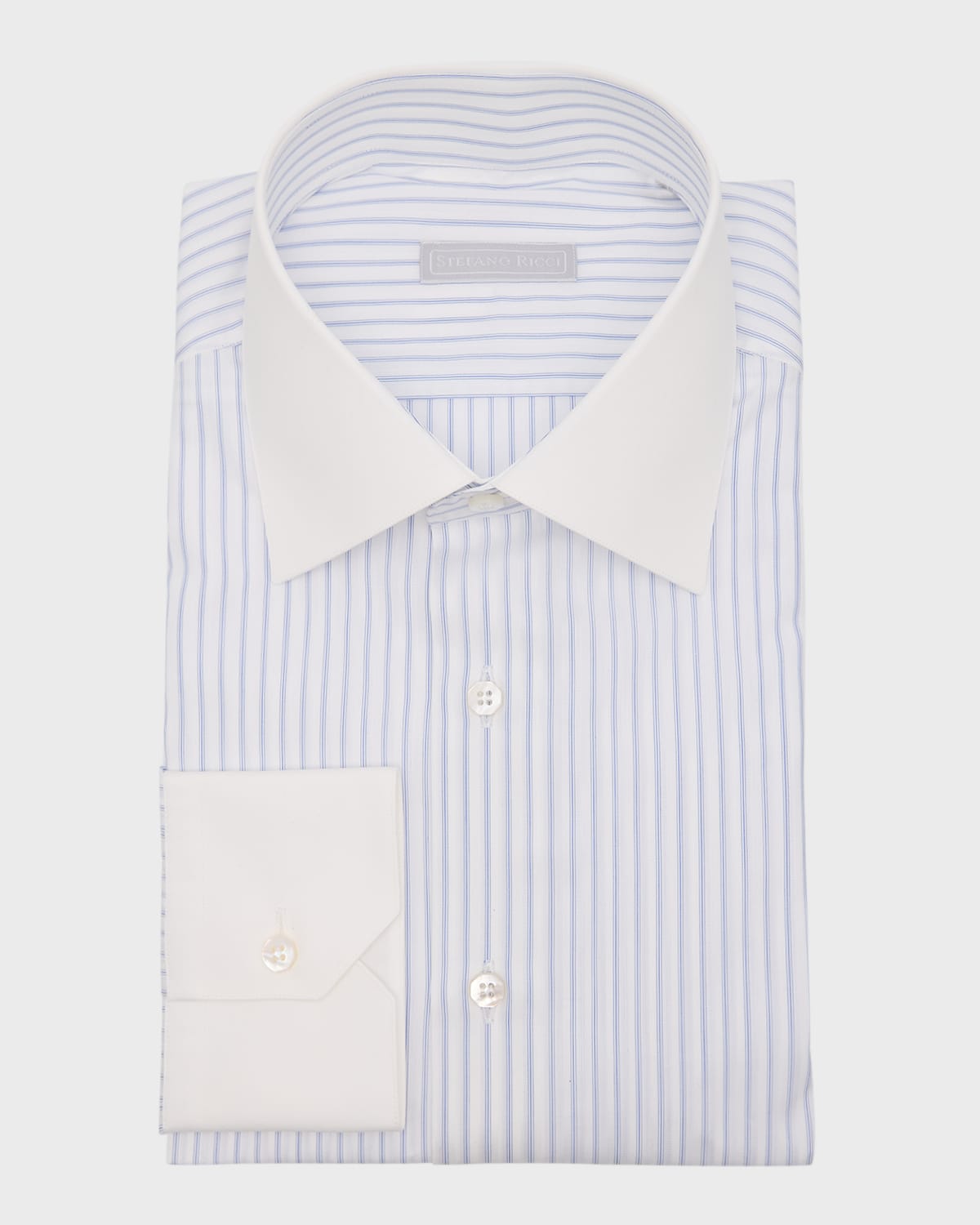 Stefano Ricci Men's Cotton Stripe Dress Shirt In White
