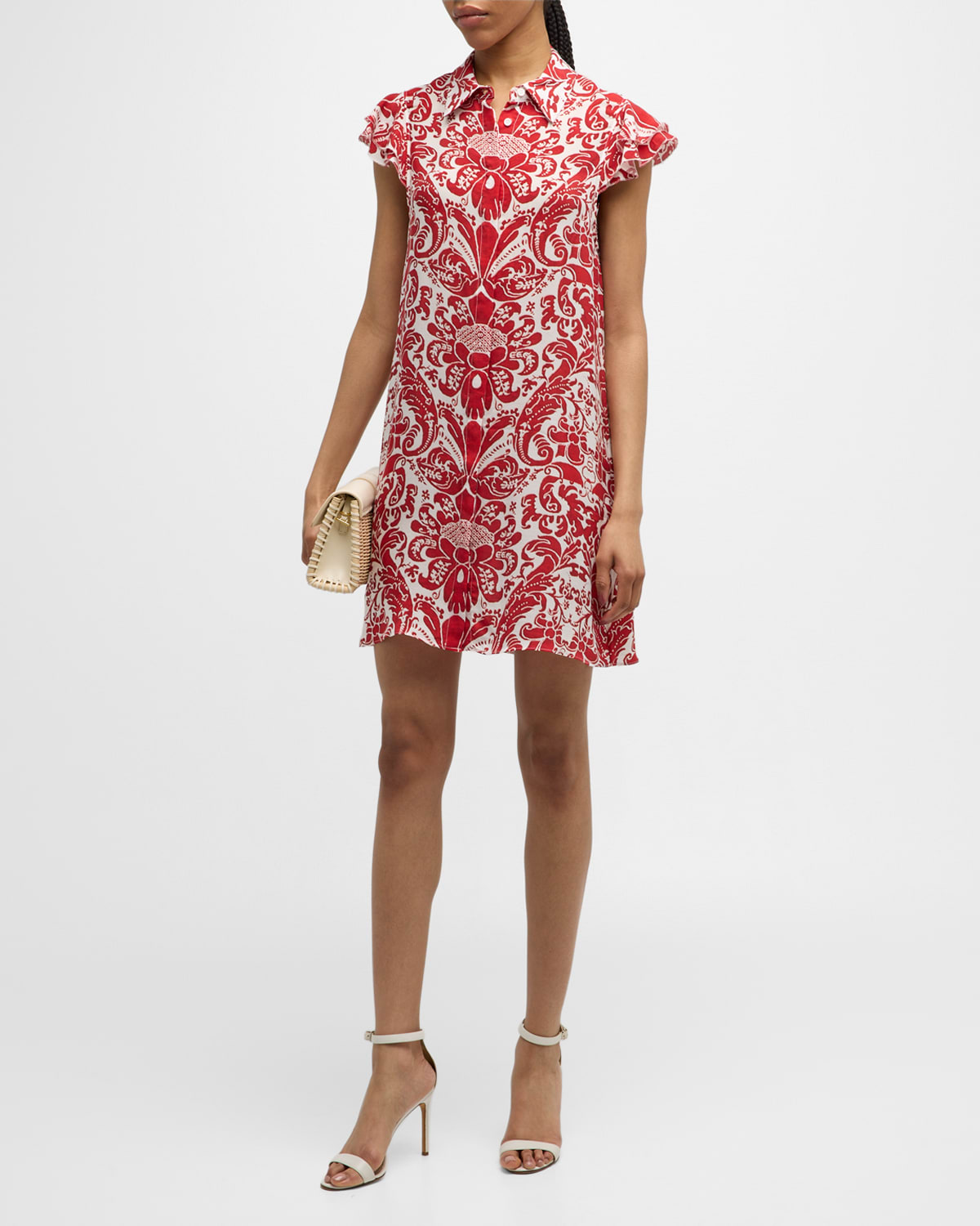 Shop Alice And Olivia Jem Puff-sleeve Mini Shirtdress In Forever Yours