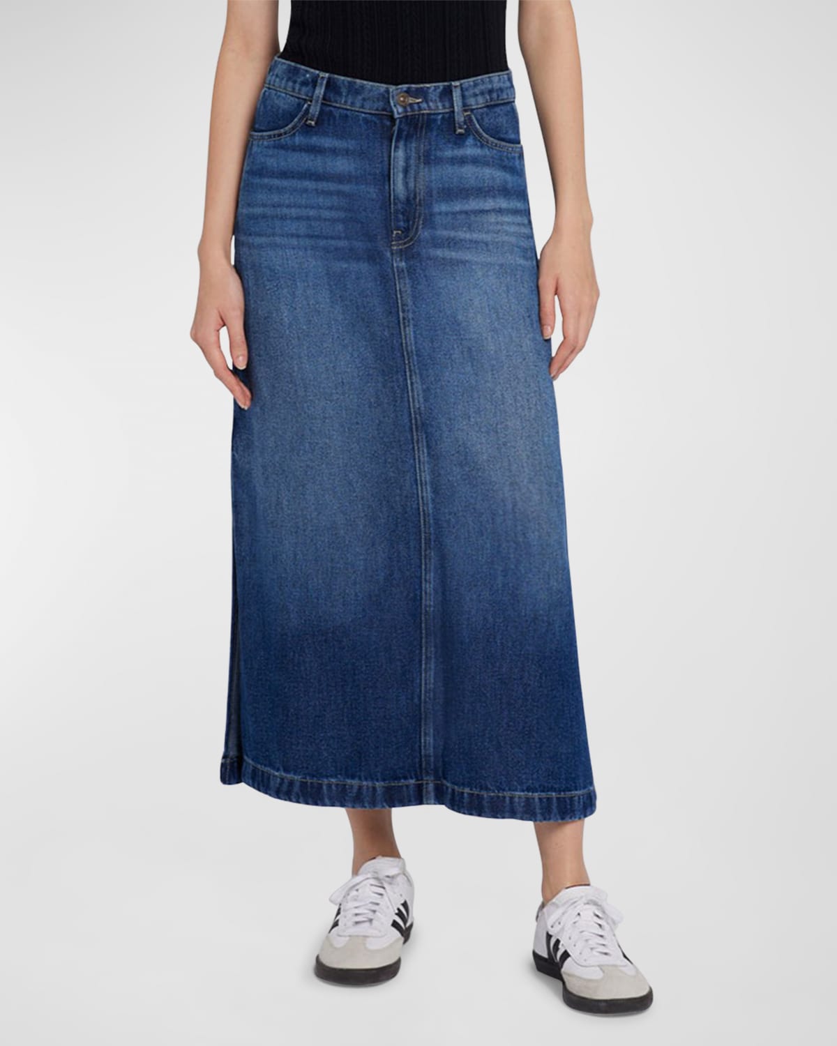 7 For All Mankind Denim Midi Skirt In Wayne