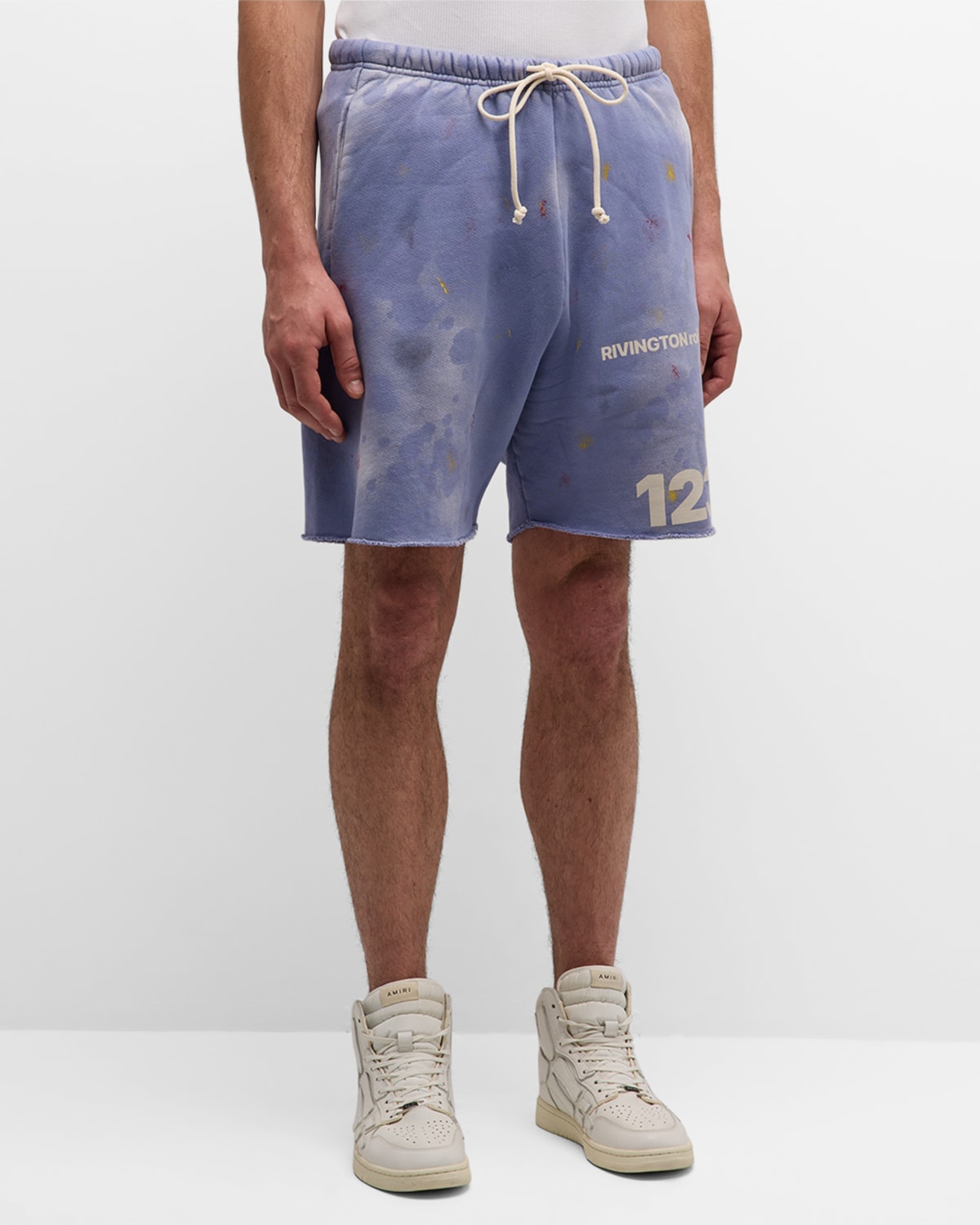 Rivington Roi Rebis Men's Paint-splatter Gym Bag Shorts In Washed Purple