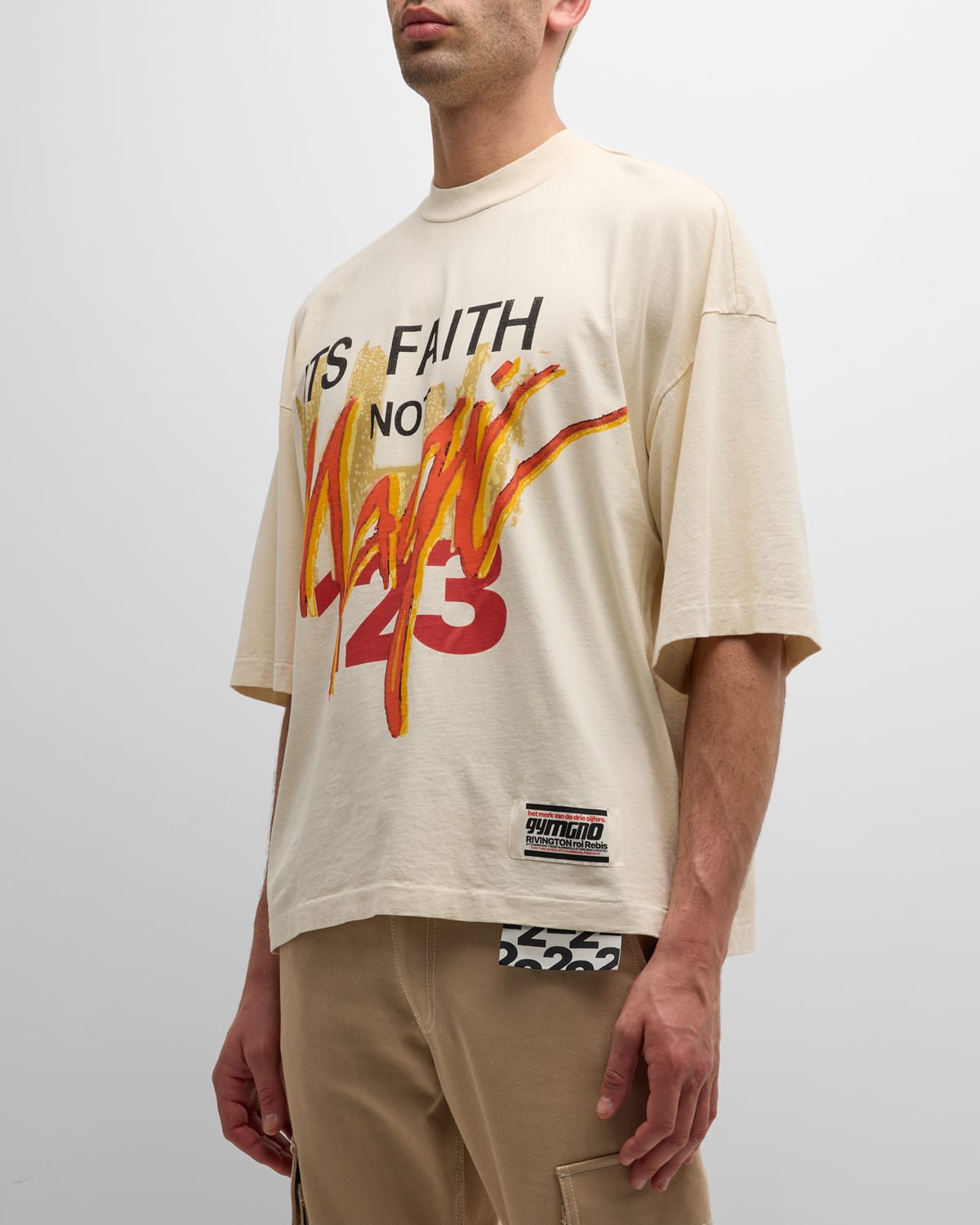 Rivington Roi Rebis Men's Its Faith Not Magic Short-sleeve T-shirt In Vintage White