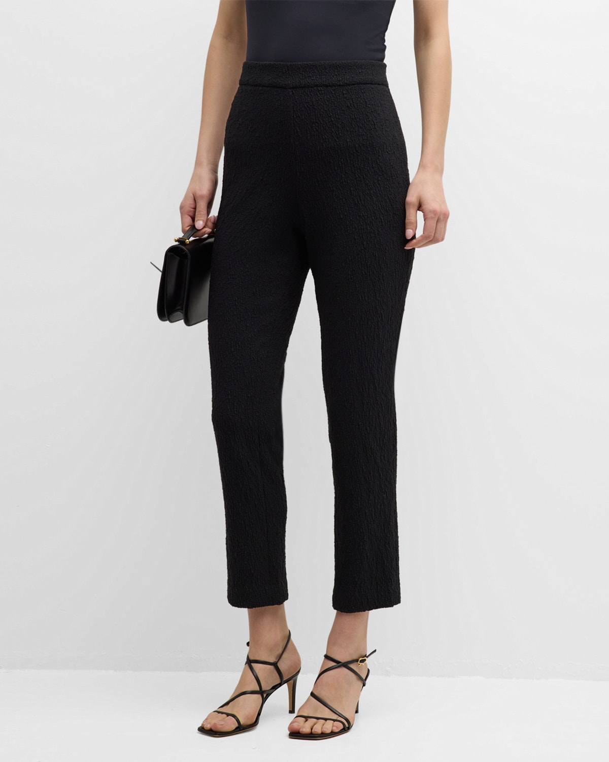 Natori Cropped Jacquard Skinny Trousers In Black