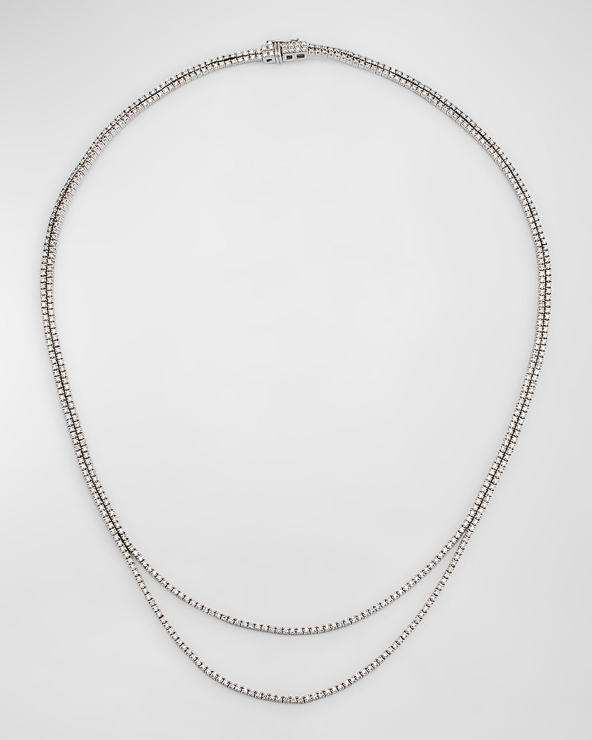 Shop Lana Skinny Double Strand Tennis Necklace In White Gold
